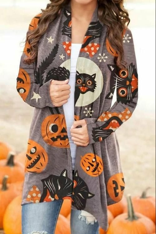 Halloween Digitaldruck Lässige Strickjacke Jacke Damen