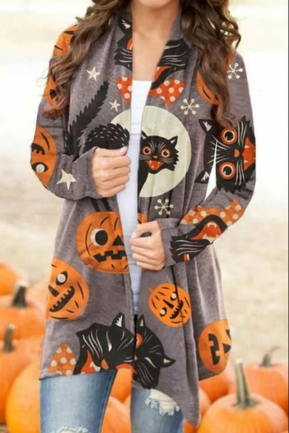Halloween Digitaldruck Lässige Strickjacke Jacke Damen