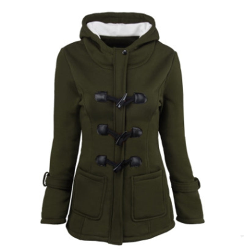 Warme Winterjacken mit Pelzkragen für Damen, neuer Hupenknopf, langer Daunenmantel für Damen, Parka in Übergröße, Damenparka, Hoodies für Damen