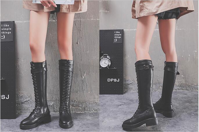 Damen Lange Stiefel Hohe Stiefel Flache Stiefel Große Größe