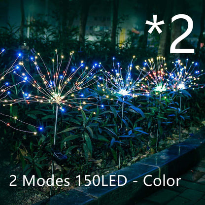 Neue Erdungsstecker Solar Feuerwerk Licht LED Lichterkette Kupferdraht Outdoor Garten Dekoration Sterne Lichter Weihnachtsbeleuchtung