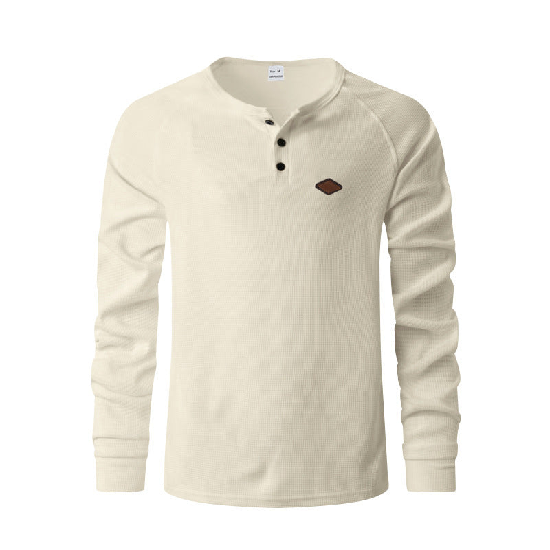 Herren Langarmshirt mit Waffelmuster und Henley-Knopfleiste – Schnell trocknend