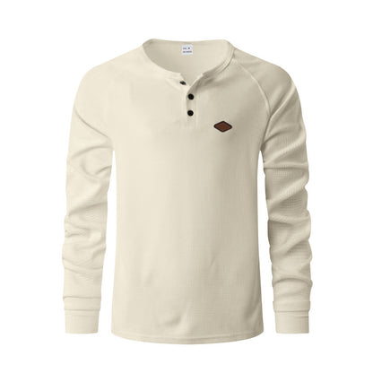 Herren Langarmshirt mit Waffelmuster und Henley-Knopfleiste – Schnell trocknend