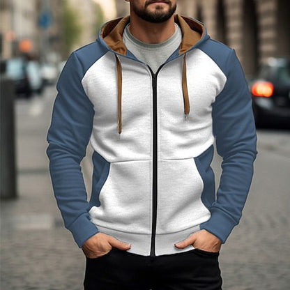 Herren Kapuzenjacke mit Reißverschluss – Polyester, Lockerer Schnitt