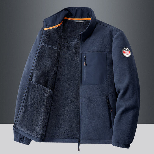 Herren Outdoor-Fleecejacke – Freizeit-Cardigan mit Reißverschlusstaschen