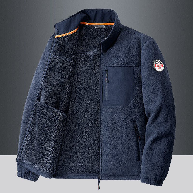 Herren Outdoor-Fleecejacke – Freizeit-Cardigan mit Reißverschlusstaschen