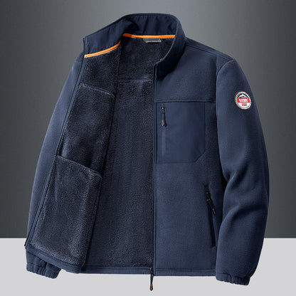Herren Outdoor-Fleecejacke – Freizeit-Cardigan mit Reißverschlusstaschen