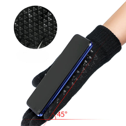 Winter-Strickhandschuhe für Männer und Frauen, warm, zum Radfahren, kältebeständig, rutschfest, dreieckig, versetzt, warme Handschuhe