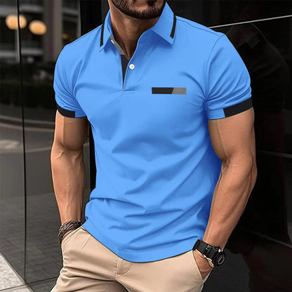 Herren Polo T-Shirt mit Zierbrusttasche – Sommerliches Kurzarmshirt mit Knopfleiste (1+1 Gratis)