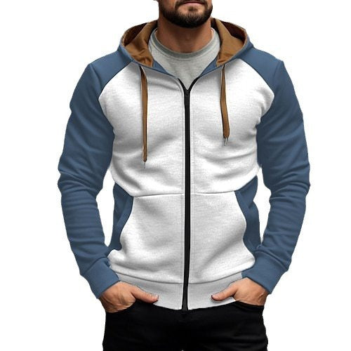 Herren Kapuzenjacke mit Reißverschluss – Polyester, Lockerer Schnitt
