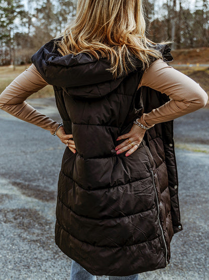 Weste Damen Langes Revers Mit Kapuze Damen