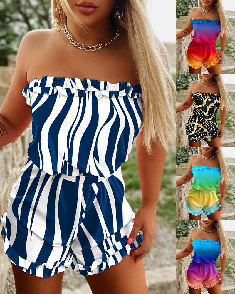 Women's Printed Fashionable Bra Jumpsuit