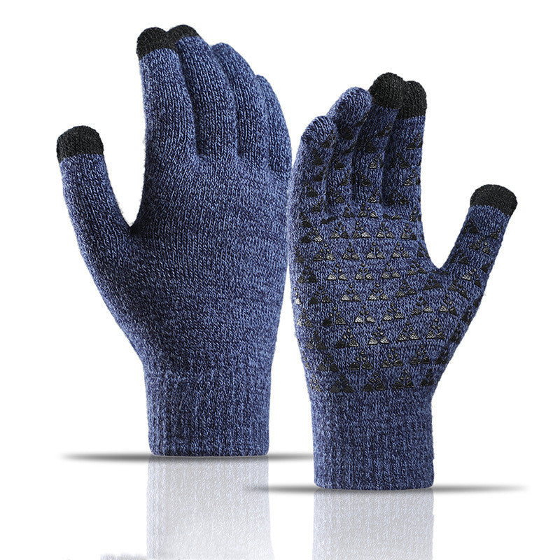 Winter-Strickhandschuhe für Männer und Frauen, warm, zum Radfahren, kältebeständig, rutschfest, dreieckig, versetzt, warme Handschuhe