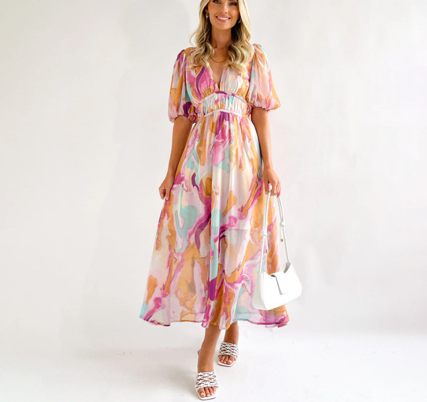 Damenmode Print Urlaub Strandkleid