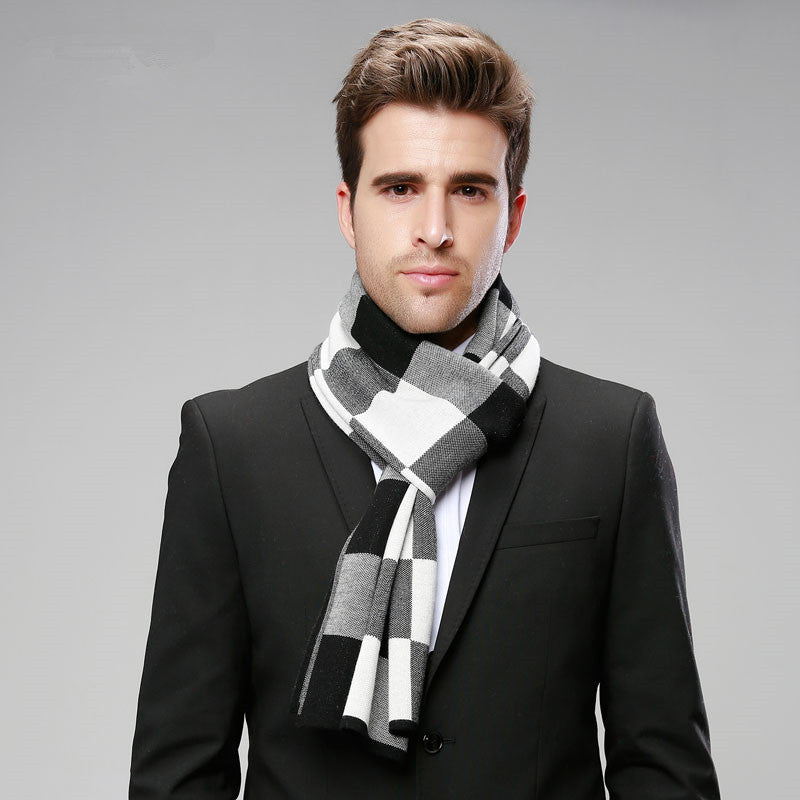 Herren Karoschal aus Wolle – Britischer Stil, 180x30 cm