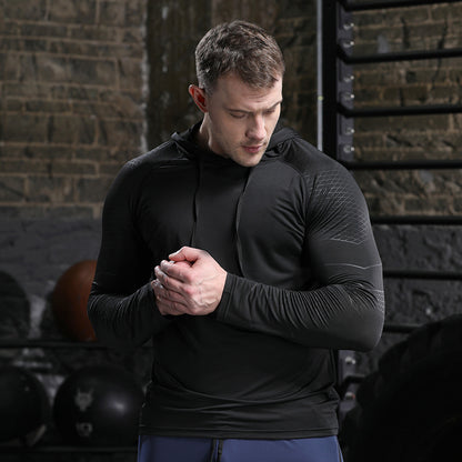 Herren Langarm Kapuzen-Sportshirt – Sonnenschutz & Atmungsaktiv