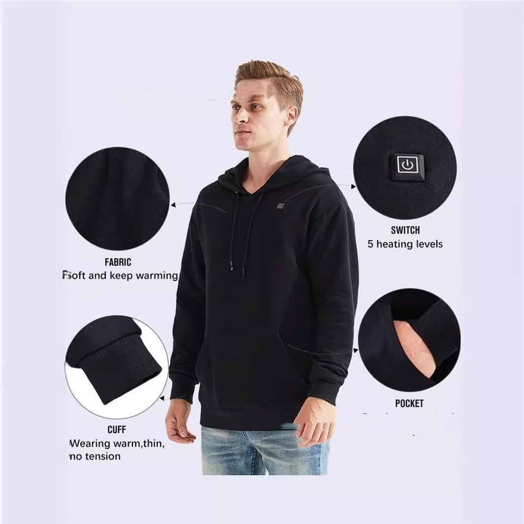 Herren Heiz-Hoodie mit Reißverschluss und Fleecefutter