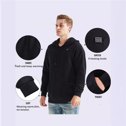 Herren Heiz-Hoodie mit Reißverschluss und Fleecefutter