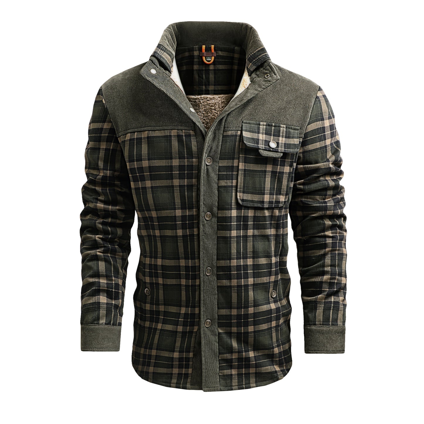 Herren Thermo-Jacke mit Karomuster – Langarm, Lockerer Schnitt