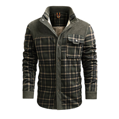 Herren Thermo-Jacke mit Karomuster – Langarm, Lockerer Schnitt