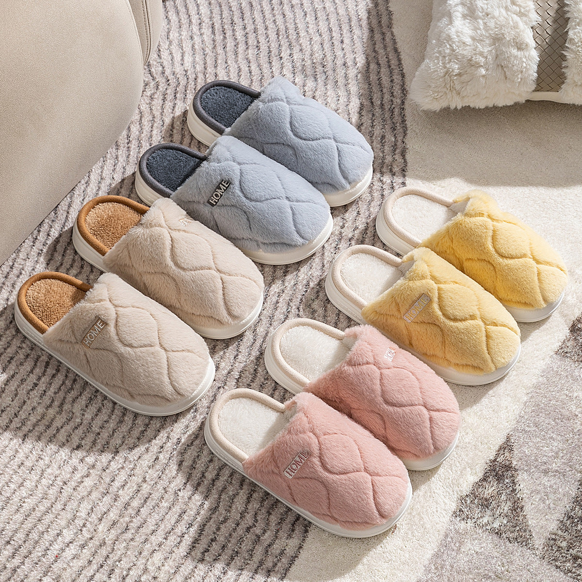 Plüsch Hausschuhe Winter Für Frauen Innen Boden Schlafzimmer Home Slipper Warme Feste Haus Schuhe Männer Paar