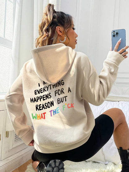 Damen Hoodie mit Kordelzug und Buchstaben-Print