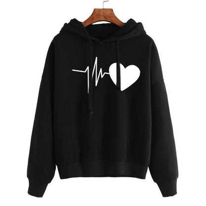 Herz Print Streetwear Hoodies Frauen Sweatshirt Frühling Herbst Langarm Hoodie Kleidung