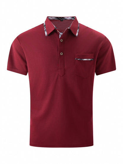 Modernes Polo-T-Shirt mit asymmetrischem Punktmuster – Kurzarmshirt mit Polokragen (1+1 Gratis)