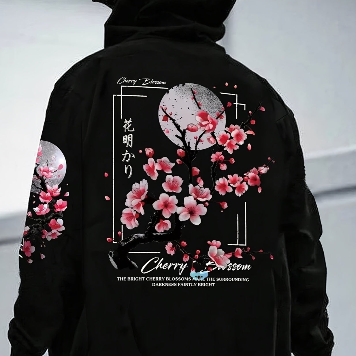 Herren Hoodie mit Kirschblüten-Innenfutter – Leichter Kapuzenpullover