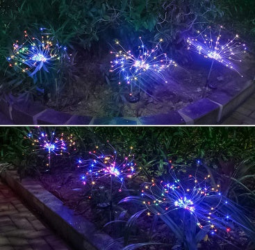 Neue Erdungsstecker Solar Feuerwerk Licht LED Lichterkette Kupferdraht Outdoor Garten Dekoration Sterne Lichter Weihnachtsbeleuchtung