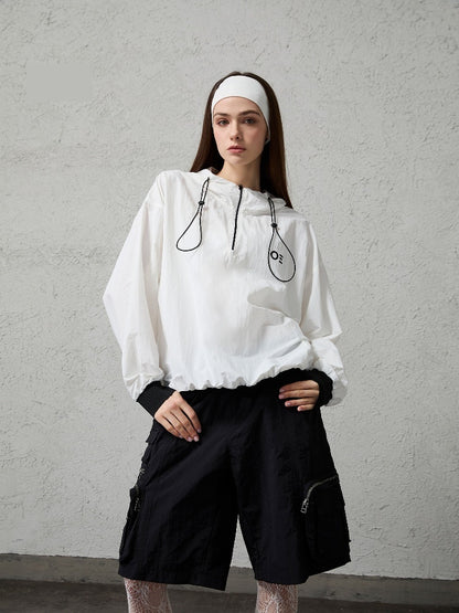 Minimalistische Kapuzenjacke mit Kontrastfarben – Dünne Sonnenschutzkleidung