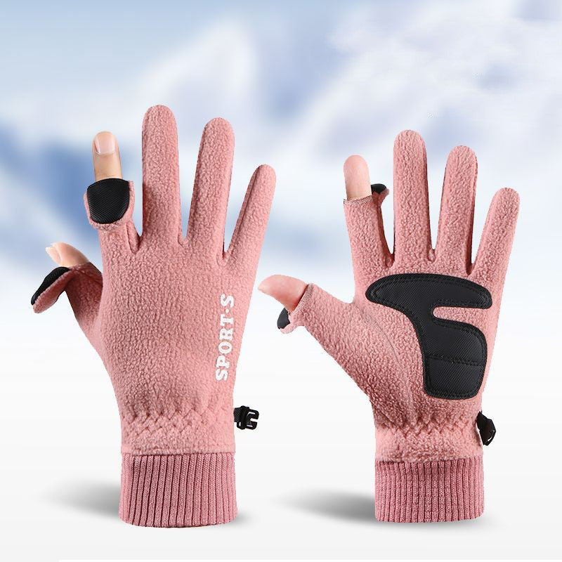Outdoor-Skihandschuhe, Winter-Polarfleece-Klapphandschuhe, Winterhandschuhe für Männer und Frauen sowie samtverdickte, warme Touchscreen-Handschuhe
