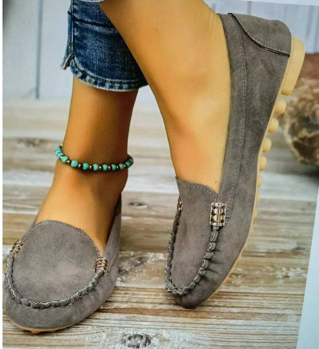 Flache Pumps mit flachem Absatz, einzelne Schuhe, flache Damenschuhe, Studenten-Erbsenschuhe