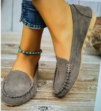 Flache Pumps mit flachem Absatz, einzelne Schuhe, flache Damenschuhe, Studenten-Erbsenschuhe