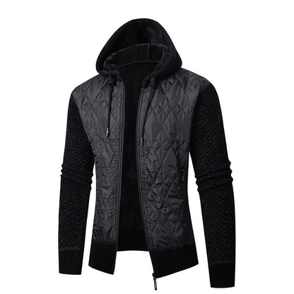 Herren Kapuzen-Strickjacke aus Cord mit Leinenfutter – Winterjacke für Freizeit