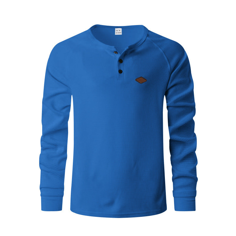 Herren Langarmshirt mit Waffelmuster und Henley-Knopfleiste – Schnell trocknend
