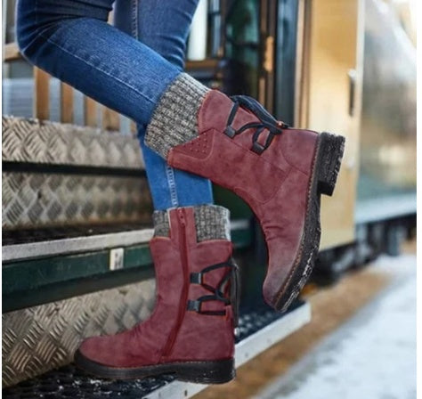 Damen Winterstiefel Halbhohe Schneestiefel