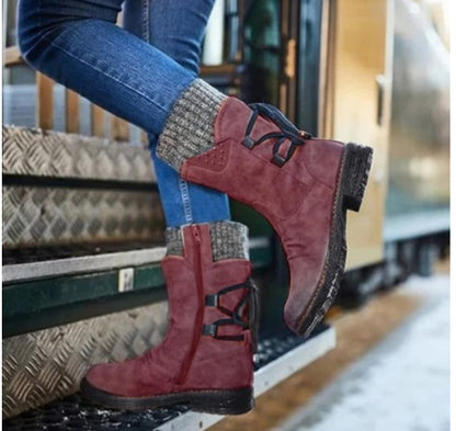 Damen Winterstiefel Halbhohe Schneestiefel
