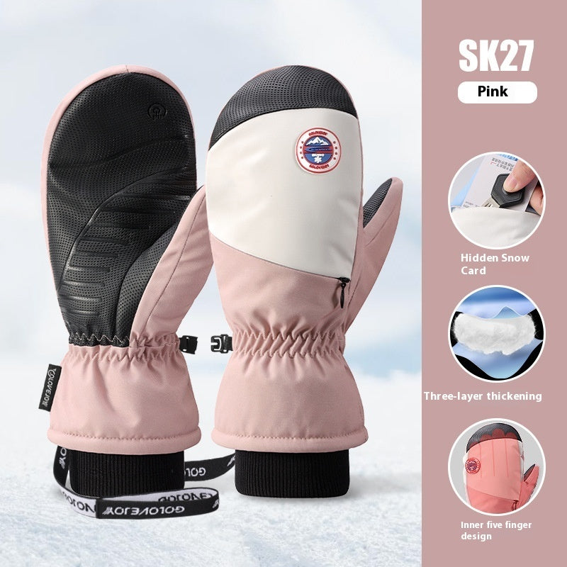 Snowboardhandschuhe für Damen, winddicht und kältebeständig, Touchscreen, mit Fleece gefüttert, verdickt