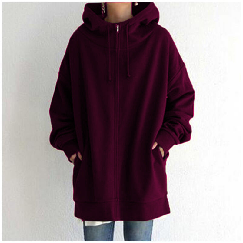 Damen Fuzzy Hoodies Langer Sport Pullover Hoodie Full-Zip Hoodie Sweatshirt