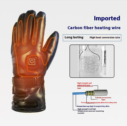 Beheizbare Motorradhandschuhe aus Leder – Vollfinger, wasserdicht