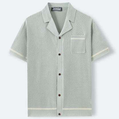 Kurzarm-Strickpolo mit Cuban-Kragen für Herren – Ideal für den Sommer