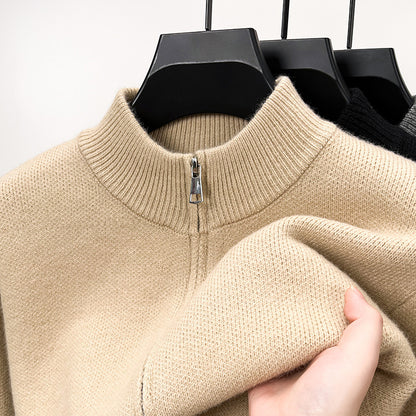 Men's High-end Stand Collar Knitted Zipper Cardigan Thickened