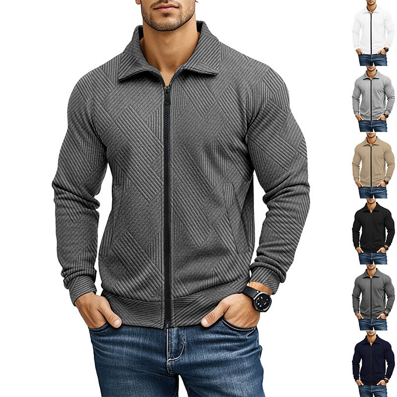 Herren Waffelstrick-Jacke mit Reverskragen – Casual Look für alle Jahreszeiten