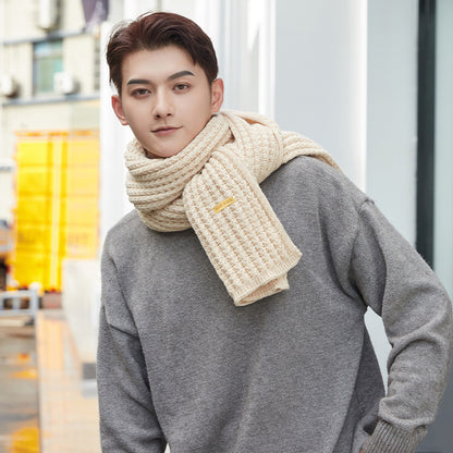Unisex Wollschal – Langer Strickschal in Uni-Farben