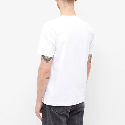 Locker geschnittenes T-Shirt mit Hamburger-Aufdruck – Kurzarm-Shirt aus Leinen