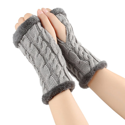 Winter Plüsch Handschuhe Twist Gestrickte Fingerlose Fleece Handschuhe Frauen Warme Verdickte Wollhandschuhe
