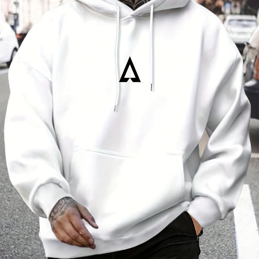 Herren Hoodie mit geometrischem Muster – Streetwear Kapuzenpullover im Hip-Hop Style
