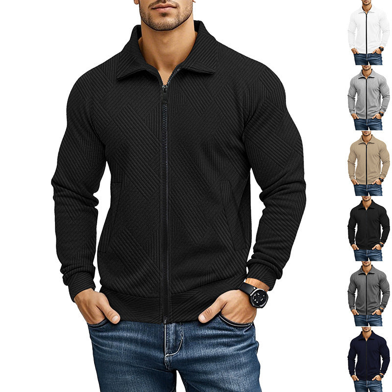 Herren Waffelstrick-Jacke mit Reverskragen – Casual Look für alle Jahreszeiten