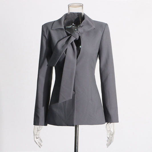 Einreihiger Blazer mit V-Ausschnitt und Schnürung für Damen